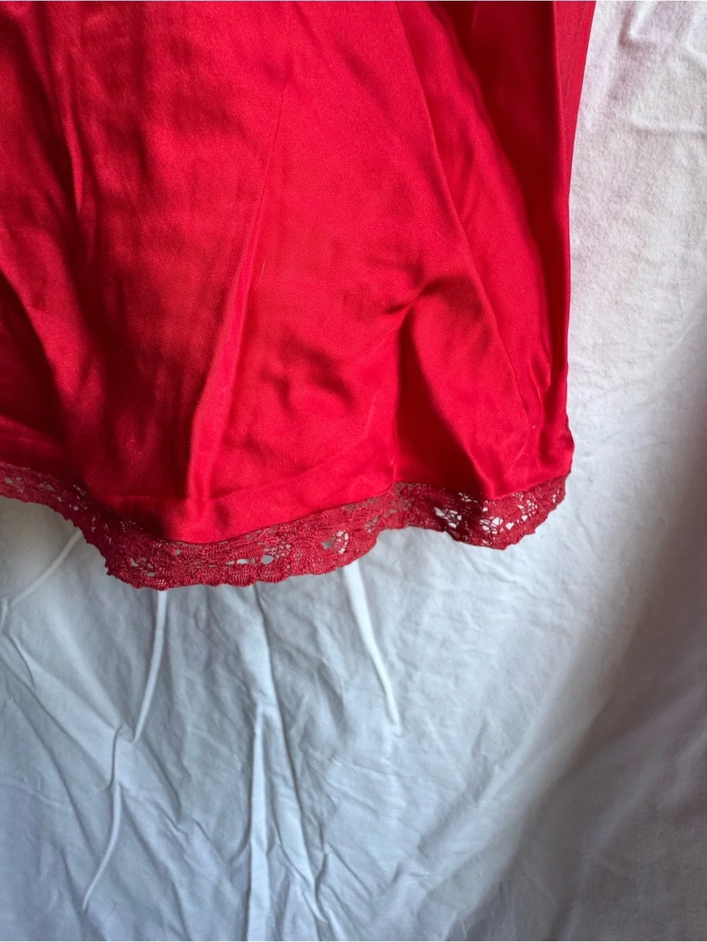 Free People Red Lace-Trim Slip Chemise